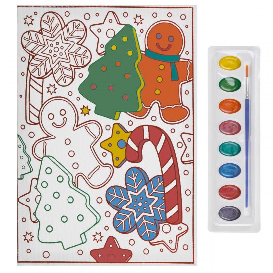 Canvas de Craciun A4 cu Model Om de Turta Dulce & Acuarele - 3 piese