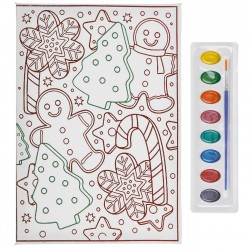 Canvas de Craciun A4 cu Model Om de Turta Dulce & Acuarele - 3 piese