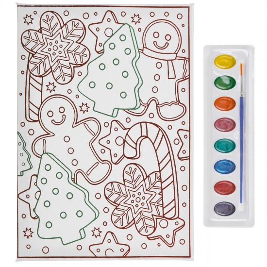 Canvas de Craciun A4 cu Model Om de Turta Dulce & Acuarele - 3 piese