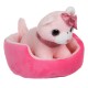 Pisica de Plus Mini Roz cu Pat Roz 6x14x10cm