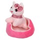 Pisica de Plus Mini Roz cu Pat Roz 6x14x10cm