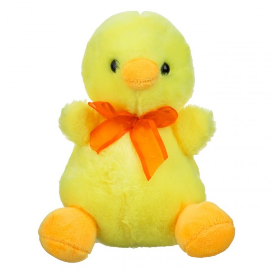 Puisor de Plus Asezat Galben cu Fundita Portocalie 20cm