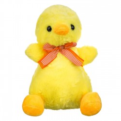 Puisor de Plus Asezat Galben cu Fundita Portocalie in Carouri 30cm