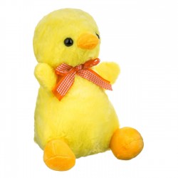 Puisor de Plus Asezat Galben cu Fundita Portocalie in Carouri 30cm