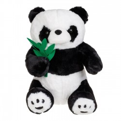 Panda de Plus Asezat cu Frunze de Bambus 35cm