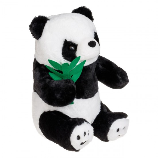 Panda de Plus Asezat cu Frunze de Bambus 35cm