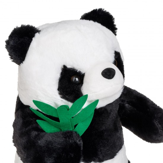 Panda de Plus Asezat cu Frunze de Bambus 35cm