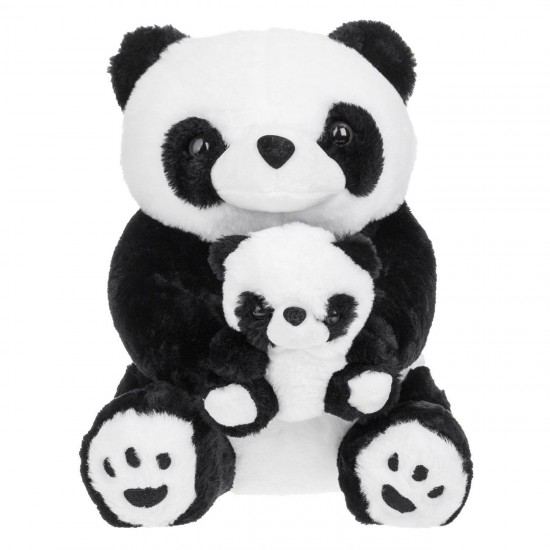 Panda de Plus Asezat cu Pui 38cm