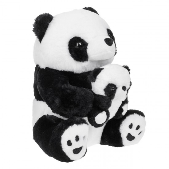 Panda de Plus Asezat cu Pui 38cm