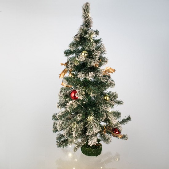 Brad de Craciun Artificial de Masa Impodobit cu 40 de Becuri LED Baterie - 90cm