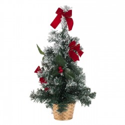 Brad de Craciun Artificial in Ghiveci cu Fundite Rosii & 20 de Becuri LED - 50cm