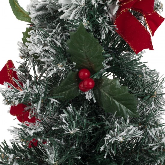 Brad de Craciun Artificial in Ghiveci cu Fundite Rosii & 20 de Becuri LED - 50cm