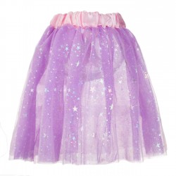 Fusta Tutu cu Tul Lila & Stele Holografice pentru Copii