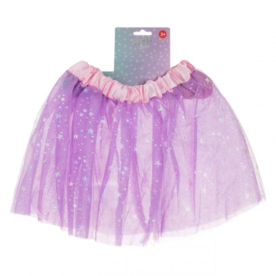 Fusta Tutu cu Tul Lila & Stele Holografice pentru Copii