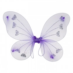 Aripi Deghizare in Fluture Lila cu Glitter Argintiu Fluture Holografic 47x38cm