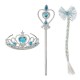 Set Tiara Bagheta Argintie & Clama cu Codita Funda Fulg Pietre Bleu - 3 piese