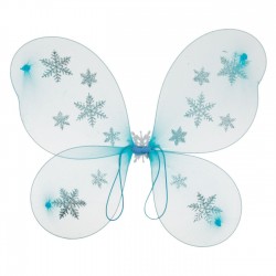 Aripi Deghizare in Fluture Bleu cu Glitter Argintiu Fulgi 47x38cm