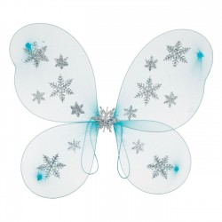 Aripi Deghizare in Fluture Bleu cu Glitter Argintiu Fulgi 47x38cm