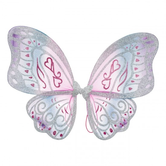 Aripi Deghizare in Fluture Colorat cu Glitter Fucsia Argintiu 53.5x43cm