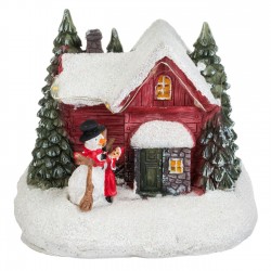 Scena de Craciun Casa Ninsa cu Lumina LED 11x9x10cm