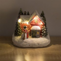 Scena de Craciun Casa Ninsa cu Lumina LED 11x9x10cm
