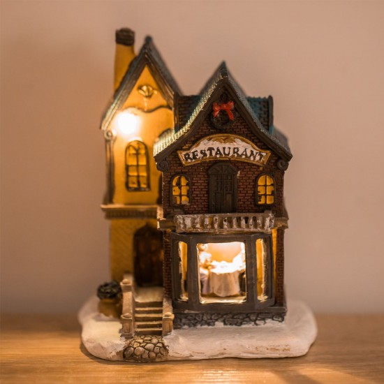Scena de Craciun Restaurant cu Lumina LED 10x8x13.5cm