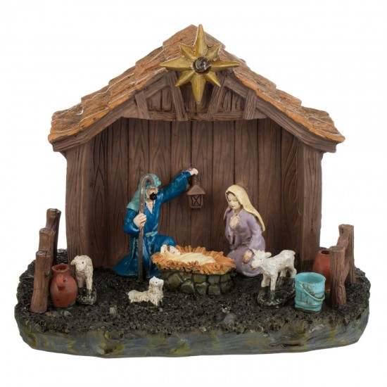 Scena de Craciun Iesle cu Lumina LED 16x12x12cm