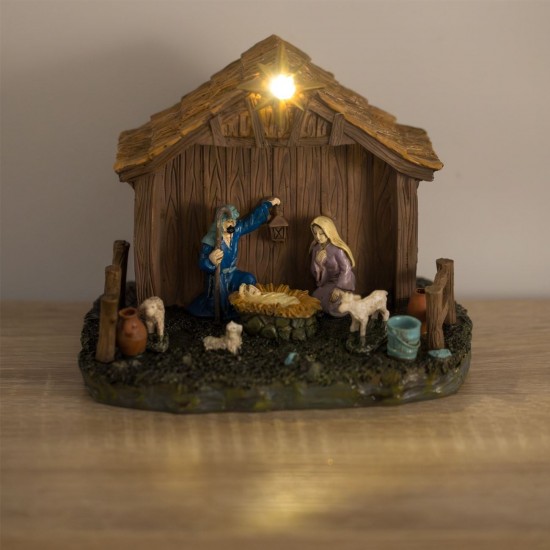 Scena de Craciun Iesle cu Lumina LED 16x12x12cm