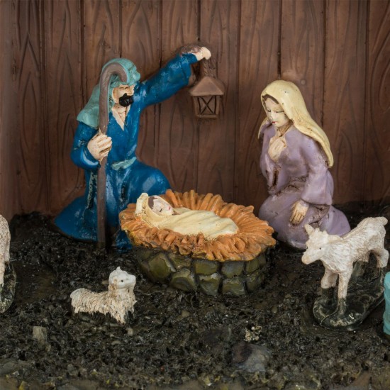 Scena de Craciun Iesle cu Lumina LED 16x12x12cm