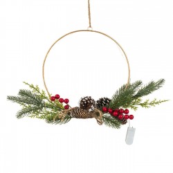 Coronita Decorativa de Craciun Inel Metalic cu Ramuri & Lumin -  Ø30cm