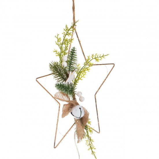 Stea Decorativa de Craciun Metalica cu Ramuri & Lumina 30x32cm