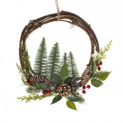 Coronita Decorativa de Craciun Brazi Conuri Clopote Berries Ø33cm