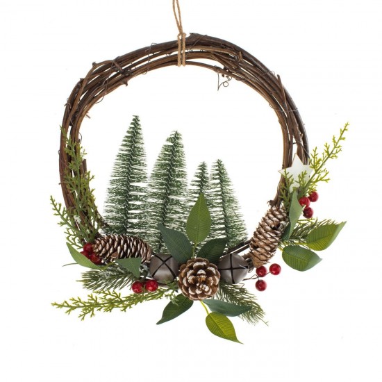 Coronita Decorativa de Craciun Brazi Conuri Clopote Berries Ø33cm