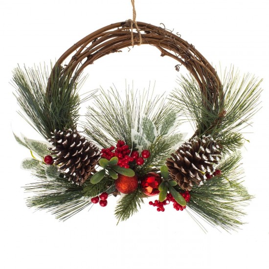 Coronita Decorativa de Craciun Conuri Berries Bile Rosii Ø33cm