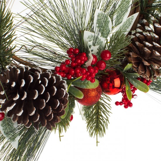 Coronita Decorativa de Craciun Conuri Berries Bile Rosii Ø33cm