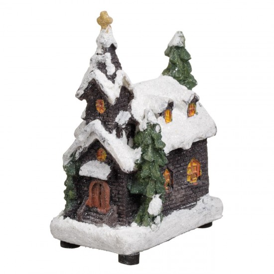 Scena de Craciun Case Ninse cu Lumina LED 7.5x6x10cm