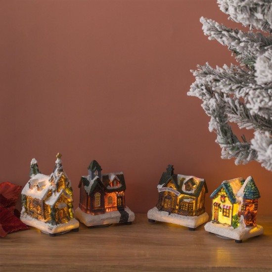 Scena de Craciun Case Ninse cu Lumina LED 7.5x6x10cm