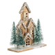 Decoratiune de Craciun Casa din Lemn cu Brazi Glitter Bej & Lumina 24x10x29cm