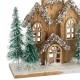 Decoratiune de Craciun Casa din Lemn cu Brazi Glitter Bej & Lumina 24x10x29cm