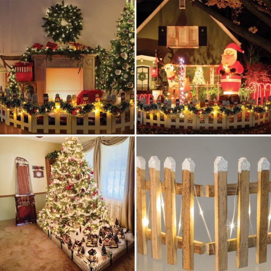 Gardulet Decorativ Nins din Lemn cu 20 de Becuri LED 90x20cm