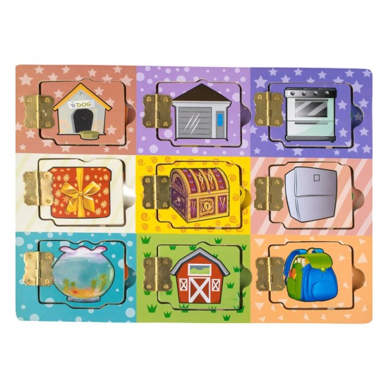 Puzzle din Lemn cu Usi & Obiecte 30x22.5cm