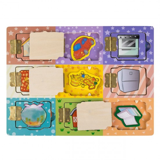 Puzzle din Lemn cu Usi & Obiecte 30x22.5cm