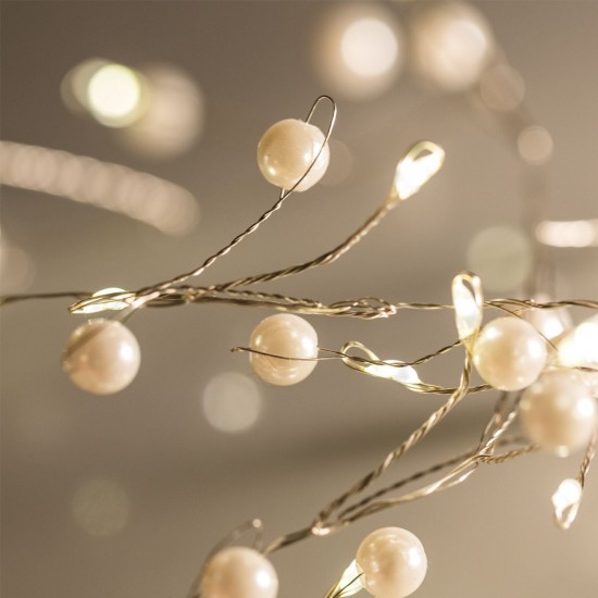 Instalatie de Lumini cu 80 de Becuri LED cu Baterii Margele Albe 2.10m - Alb Cald
