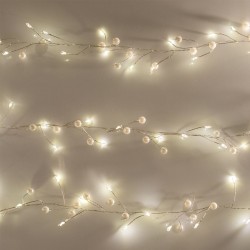 Instalatie de Lumini cu 80 de Becuri LED cu Baterii Margele Albe 2.10m - Alb Cald