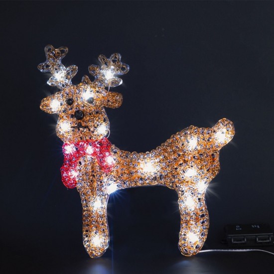 Ren Decorativ de Craciun cu 20 de Becuri LED 30x34cm - Alb Cald