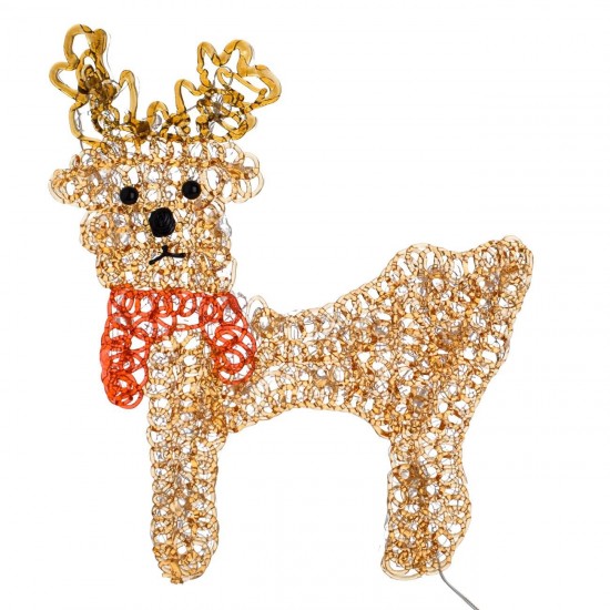 Ren Decorativ de Craciun cu 20 de Becuri LED 30x34cm - Alb Cald