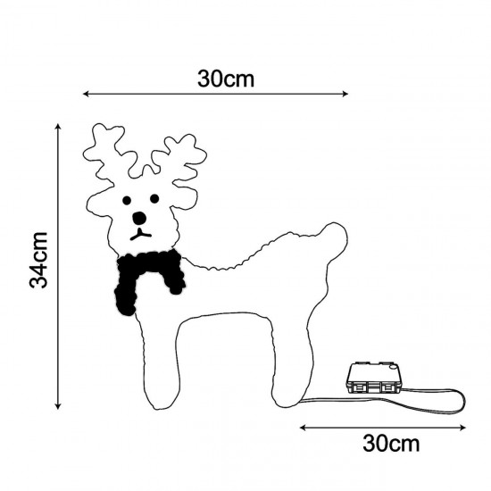 Ren Decorativ de Craciun cu 20 de Becuri LED 30x34cm - Alb Cald