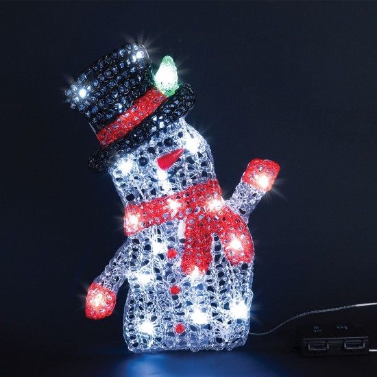 Om de Zapada Decorativ de Craciun cu 20 de Becuri LED 23.5x35.5cm - Alb Rece