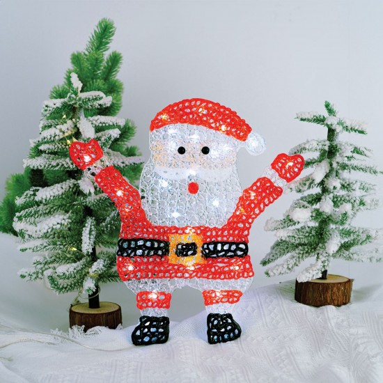 Mos Craciun Decorativ cu 30 de Becuri LED 35x35cm - Alb Rece