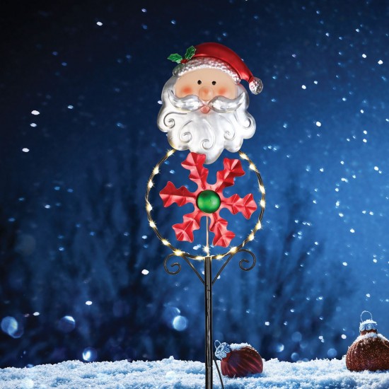 Stick Decorativ cu LED Mos Craciun & Baterii 70cm - Alb Cald